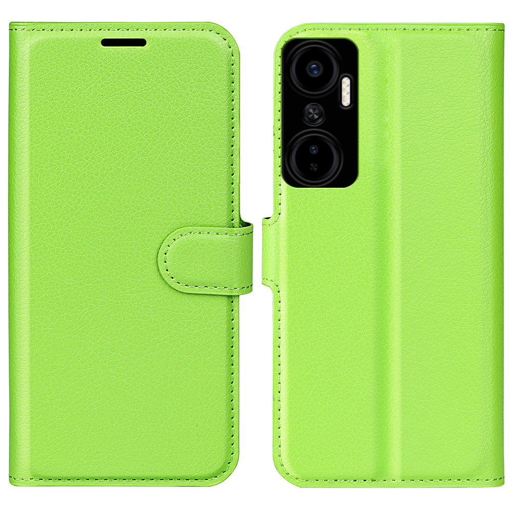 For Infinix Hot 20 4G Anti-drop Shell Flip Stand Phone Case Litchi Texture PU Leather Wallet