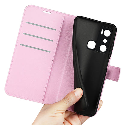 Cell Phone Case For Infinix Hot 20i 4G Litchi Texture Wallet Flip Stand PU Leather Phone Cover