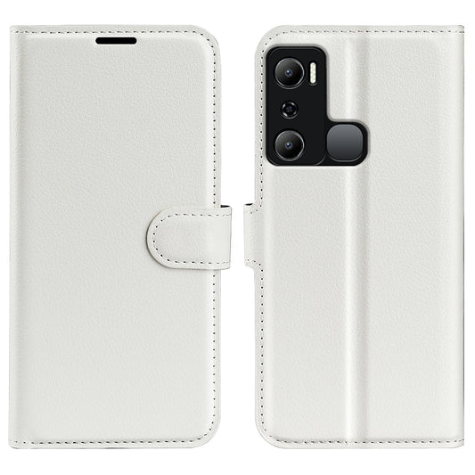 Cell Phone Case For Infinix Hot 20i 4G Litchi Texture Wallet Flip Stand PU Leather Phone Cover