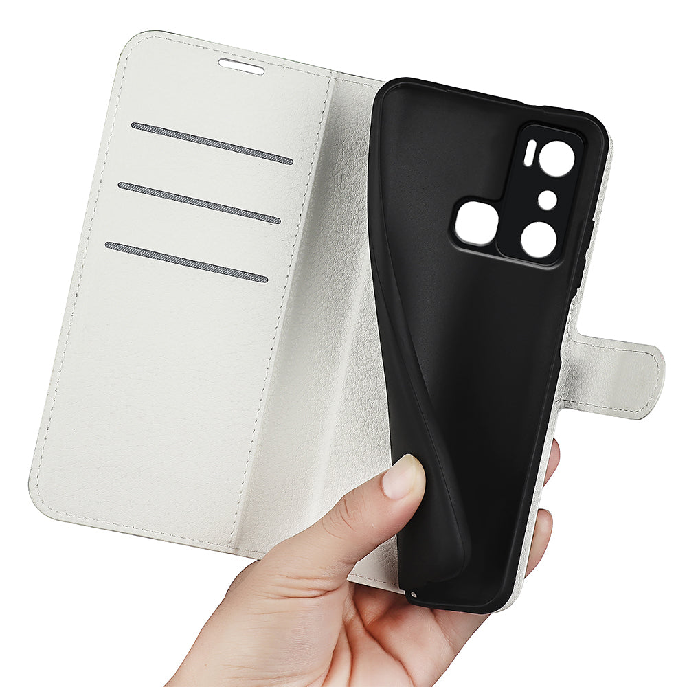 Cell Phone Case For Infinix Hot 20i 4G Litchi Texture Wallet Flip Stand PU Leather Phone Cover