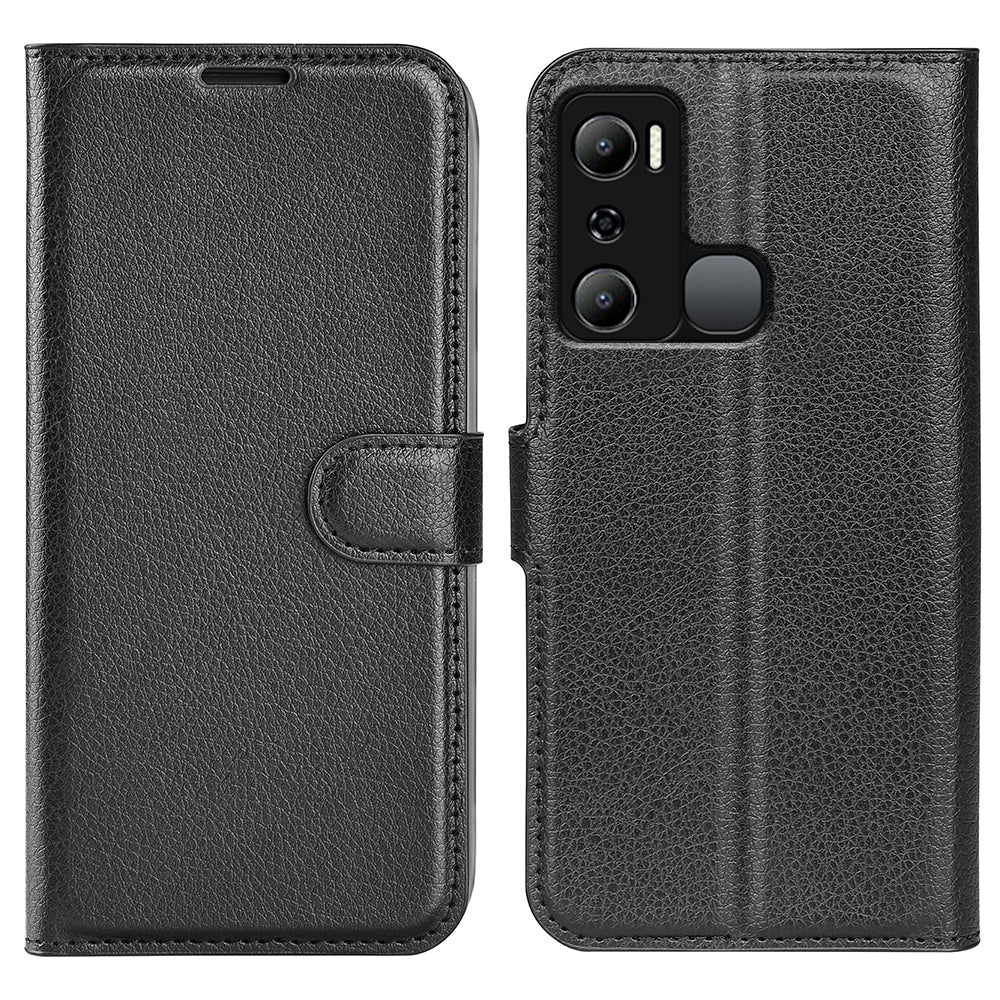 Cell Phone Case For Infinix Hot 20i 4G Litchi Texture Wallet Flip Stand PU Leather Phone Cover