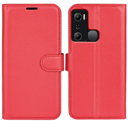 Cell Phone Case For Infinix Hot 20i 4G Litchi Texture Wallet Flip Stand PU Leather Phone Cover