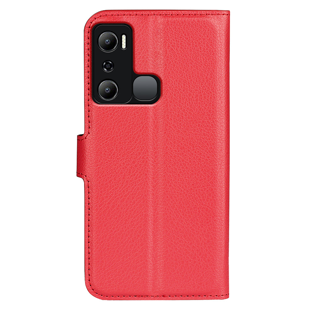 Cell Phone Case For Infinix Hot 20i 4G Litchi Texture Wallet Flip Stand PU Leather Phone Cover