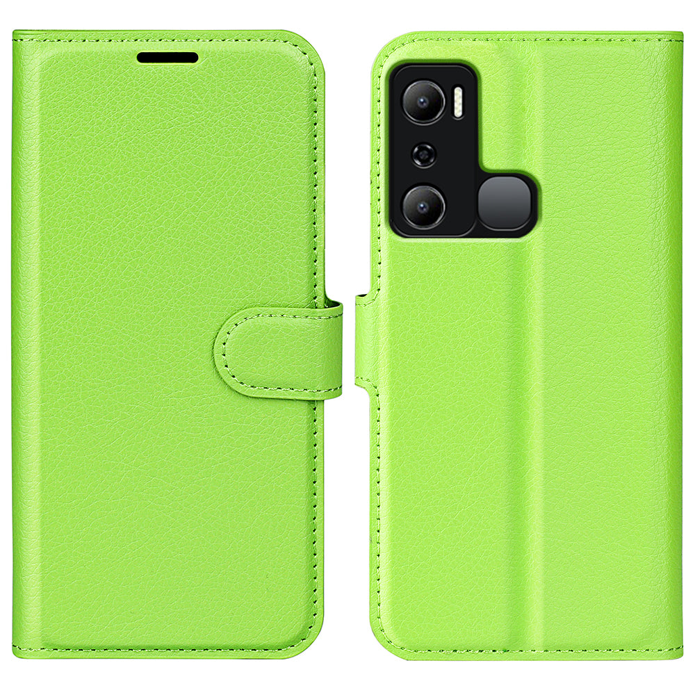 Cell Phone Case For Infinix Hot 20i 4G Litchi Texture Wallet Flip Stand PU Leather Phone Cover