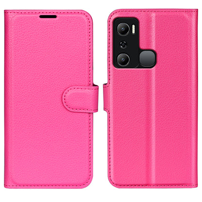 Cell Phone Case For Infinix Hot 20i 4G Litchi Texture Wallet Flip Stand PU Leather Phone Cover