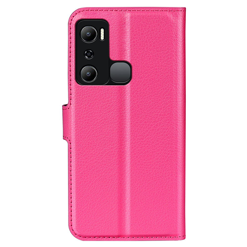 Cell Phone Case For Infinix Hot 20i 4G Litchi Texture Wallet Flip Stand PU Leather Phone Cover