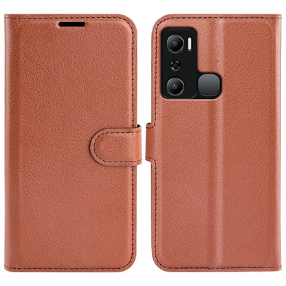 Cell Phone Case For Infinix Hot 20i 4G Litchi Texture Wallet Flip Stand PU Leather Phone Cover