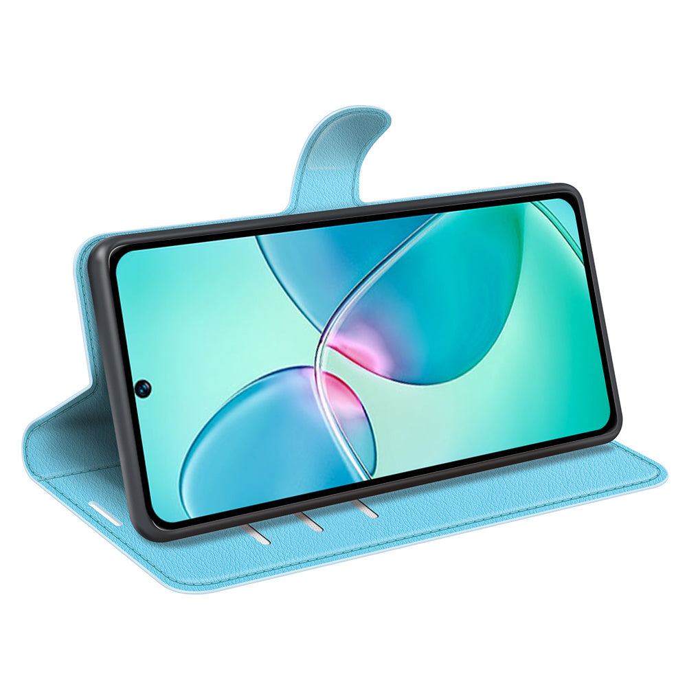 Litchi Texture Phone Cover Wallet for Infinix Hot 12 Play 4G , Anti-drop Shell Flip Stand Phone Case