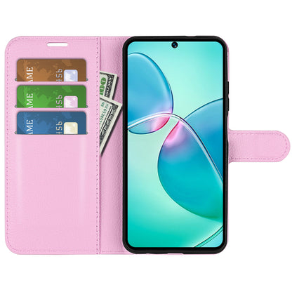 Litchi Texture Phone Cover Wallet for Infinix Hot 12 Play 4G , Anti-drop Shell Flip Stand Phone Case