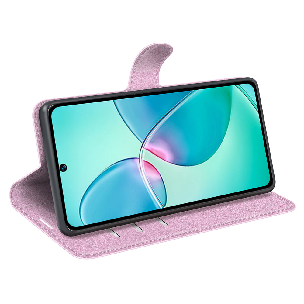 Litchi Texture Phone Cover Wallet for Infinix Hot 12 Play 4G , Anti-drop Shell Flip Stand Phone Case