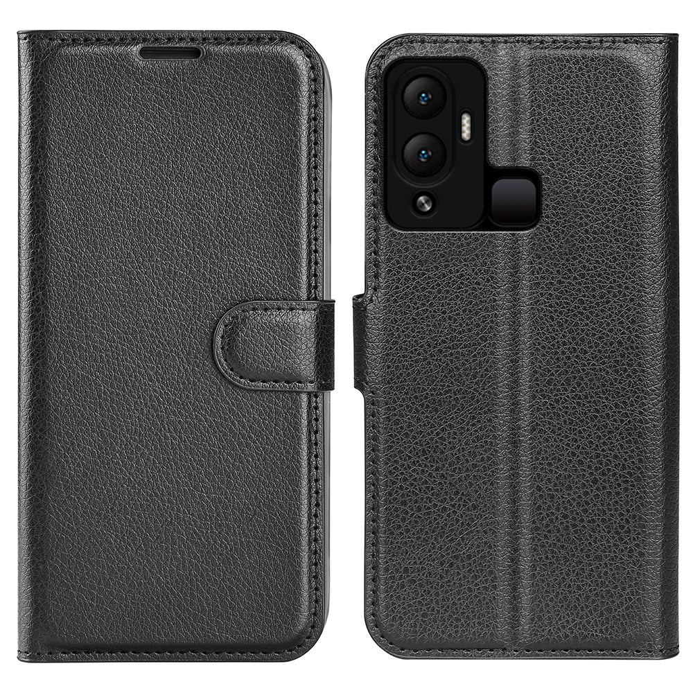 Litchi Texture Phone Cover Wallet for Infinix Hot 12 Play 4G , Anti-drop Shell Flip Stand Phone Case