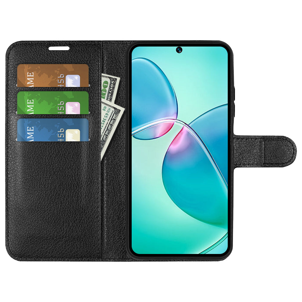 Litchi Texture Phone Cover Wallet for Infinix Hot 12 Play 4G , Anti-drop Shell Flip Stand Phone Case