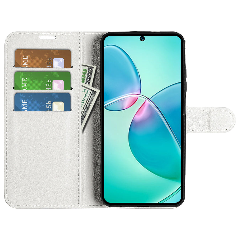 Litchi Texture Phone Cover Wallet for Infinix Hot 12 Play 4G , Anti-drop Shell Flip Stand Phone Case