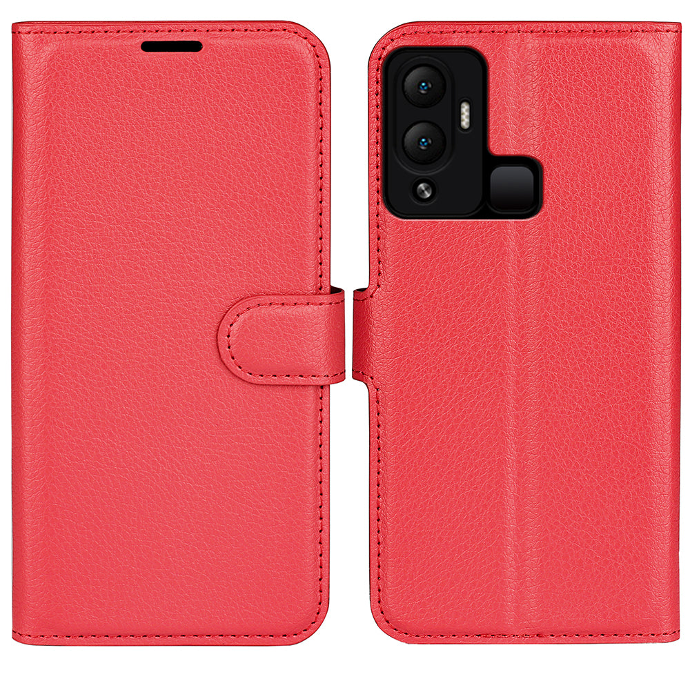 Litchi Texture Phone Cover Wallet for Infinix Hot 12 Play 4G , Anti-drop Shell Flip Stand Phone Case