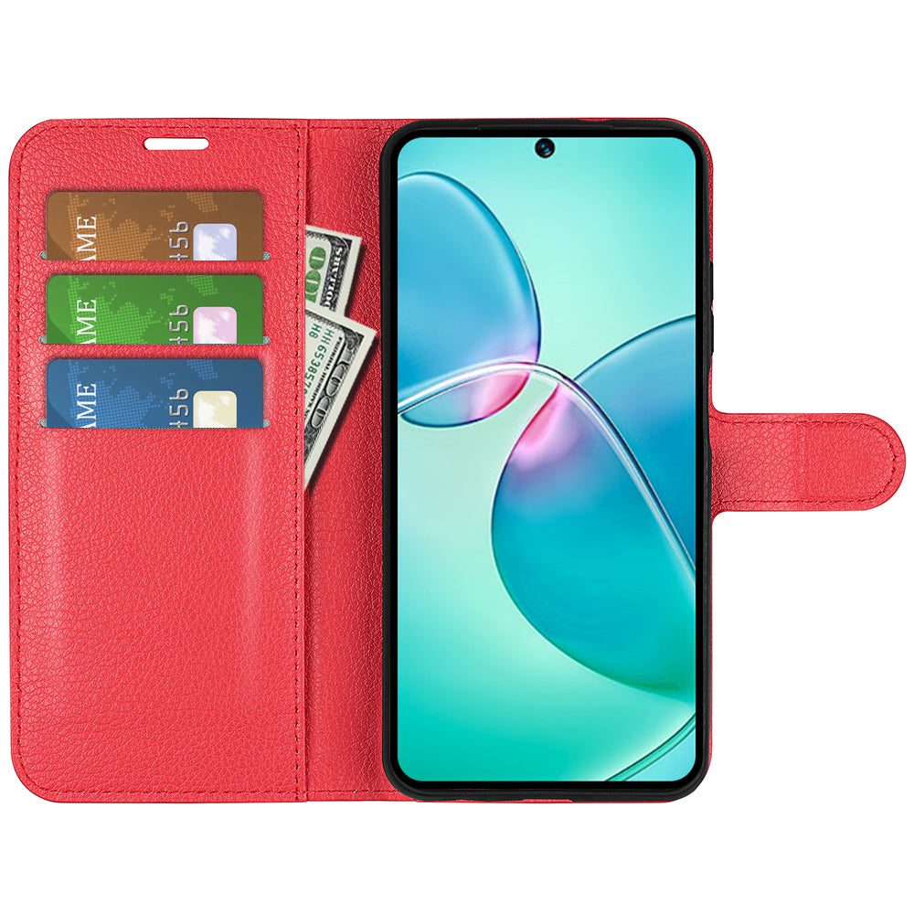Litchi Texture Phone Cover Wallet for Infinix Hot 12 Play 4G , Anti-drop Shell Flip Stand Phone Case