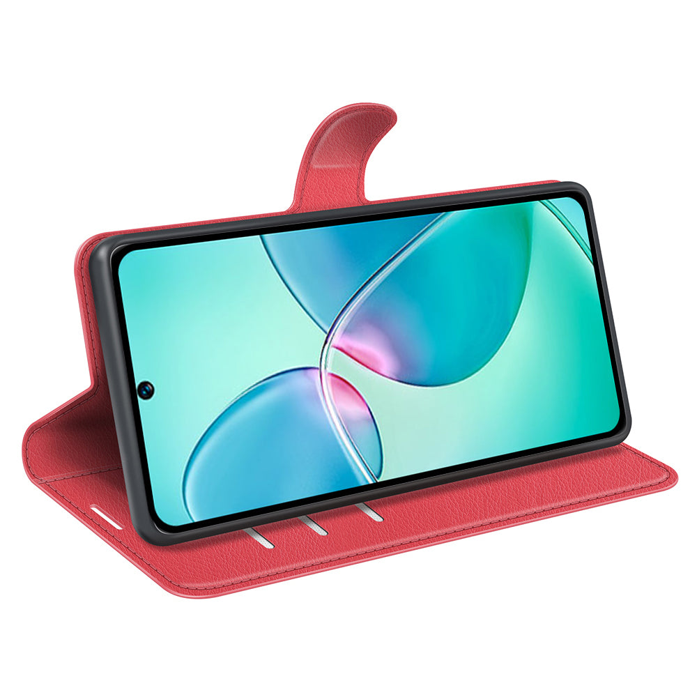 Litchi Texture Phone Cover Wallet for Infinix Hot 12 Play 4G , Anti-drop Shell Flip Stand Phone Case