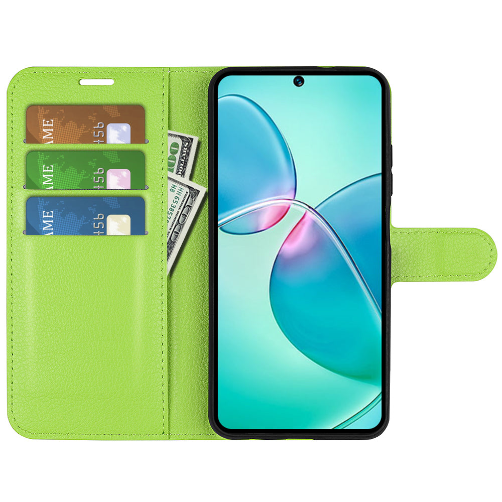 Litchi Texture Phone Cover Wallet for Infinix Hot 12 Play 4G , Anti-drop Shell Flip Stand Phone Case