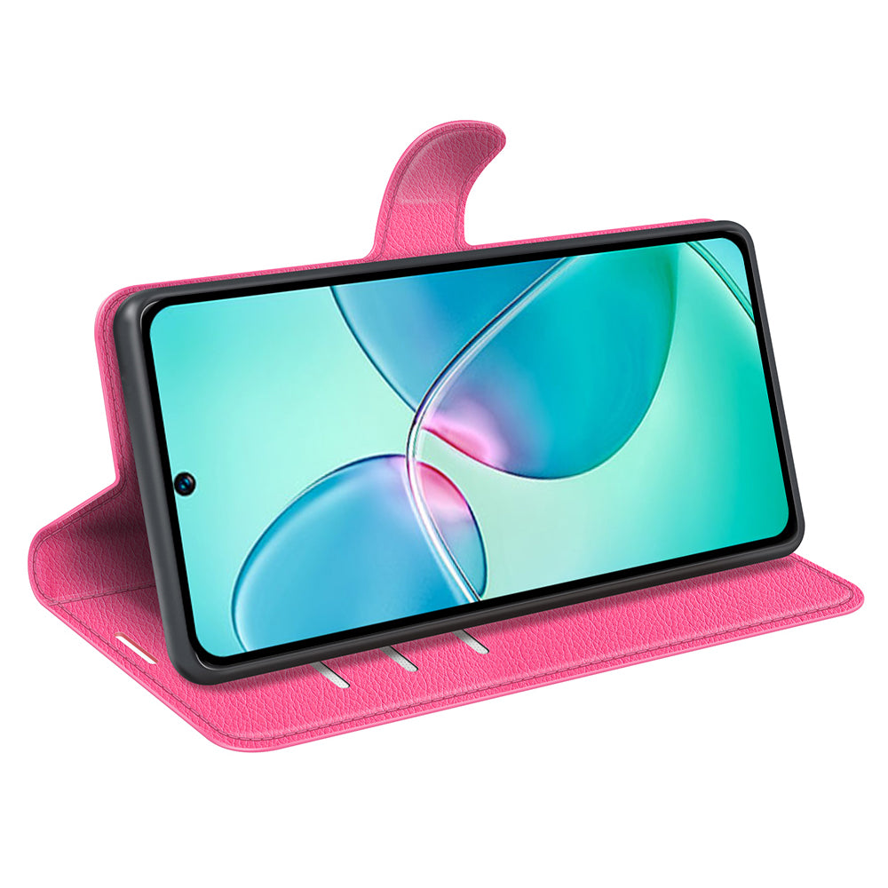 Litchi Texture Phone Cover Wallet for Infinix Hot 12 Play 4G , Anti-drop Shell Flip Stand Phone Case