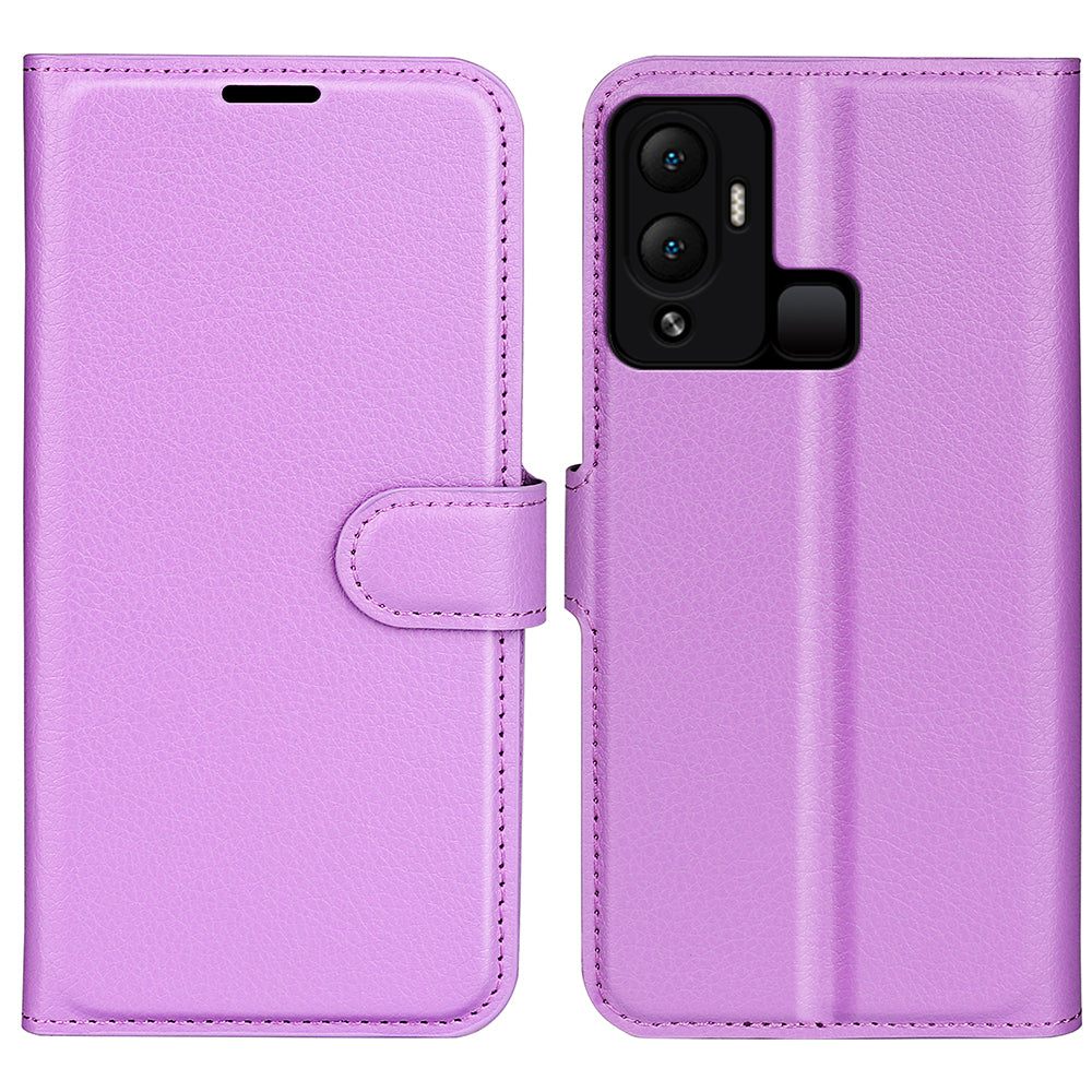 Litchi Texture Phone Cover Wallet for Infinix Hot 12 Play 4G , Anti-drop Shell Flip Stand Phone Case