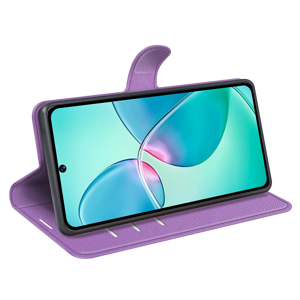 Litchi Texture Phone Cover Wallet for Infinix Hot 12 Play 4G , Anti-drop Shell Flip Stand Phone Case
