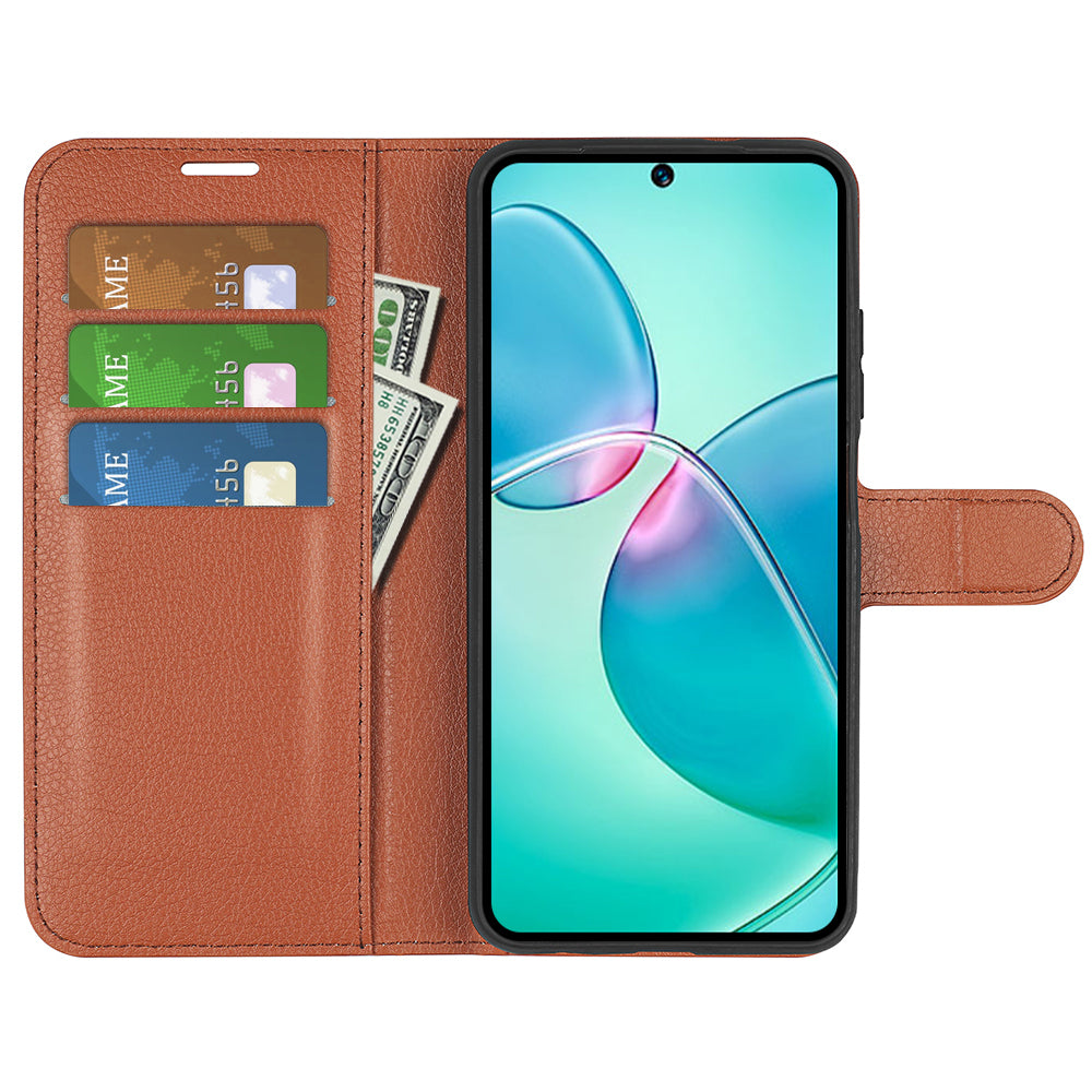 Litchi Texture Phone Cover Wallet for Infinix Hot 12 Play 4G , Anti-drop Shell Flip Stand Phone Case