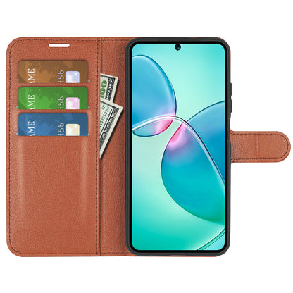 Litchi Texture Phone Cover Wallet for Infinix Hot 12 Play 4G , Anti-drop Shell Flip Stand Phone Case