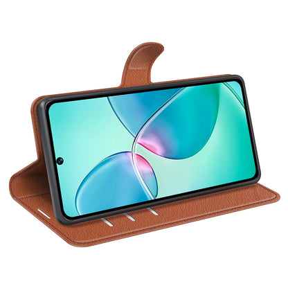 Litchi Texture Phone Cover Wallet for Infinix Hot 12 Play 4G , Anti-drop Shell Flip Stand Phone Case