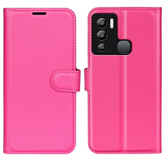 For Infinix Hot 12i 4G Flip Stand Phone Case Litchi Texture PU Leather Wallet Anti-Dust Phone Shell