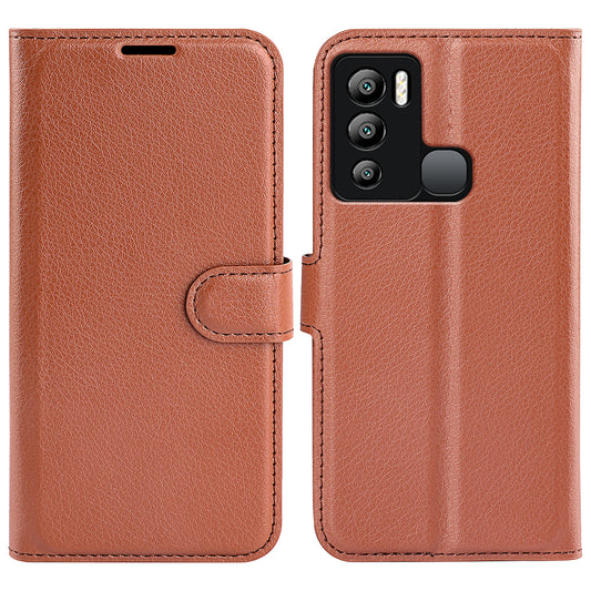 For Infinix Hot 12i 4G Flip Stand Phone Case Litchi Texture PU Leather Wallet Anti-Dust Phone Shell