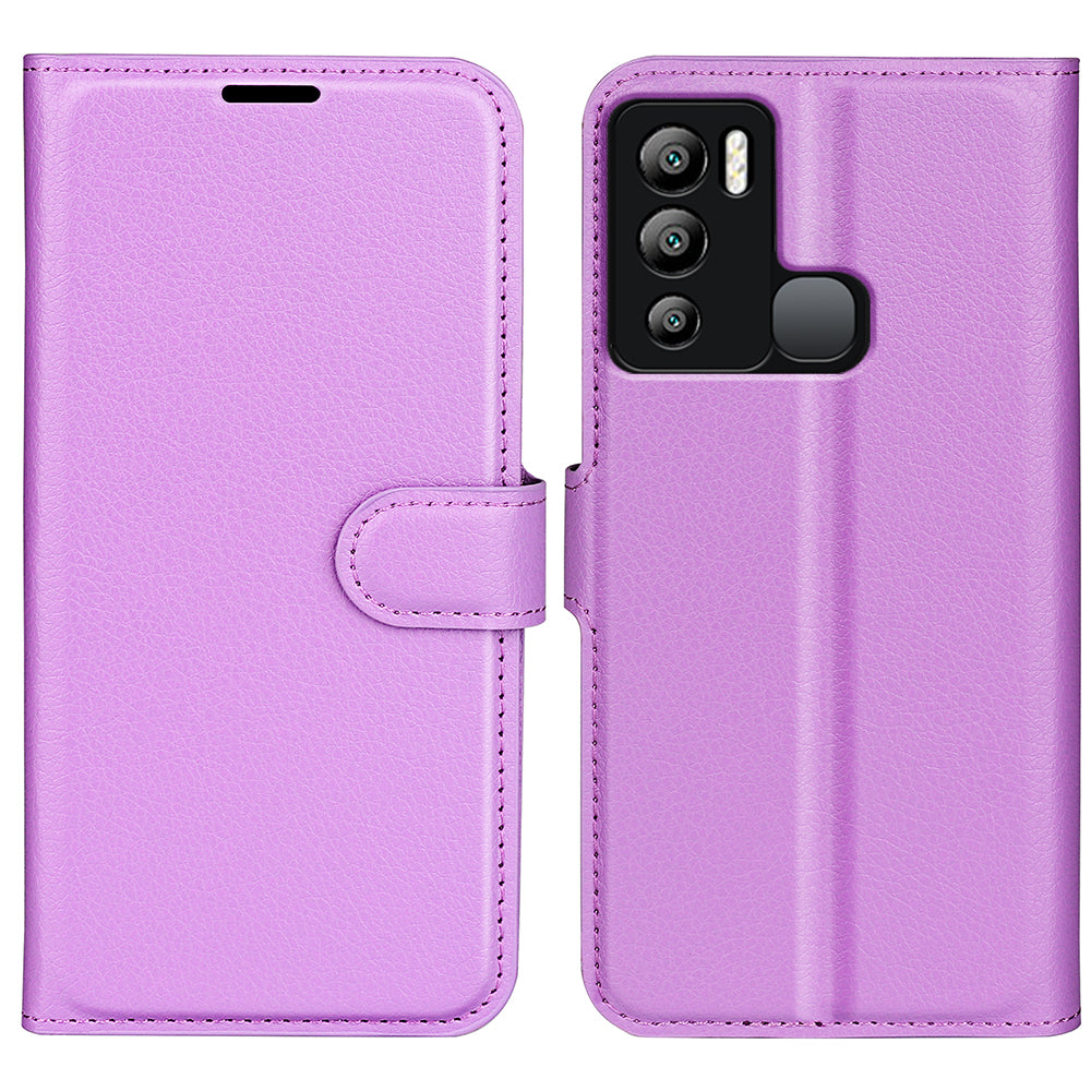 For Infinix Hot 12i 4G Flip Stand Phone Case Litchi Texture PU Leather Wallet Anti-Dust Phone Shell