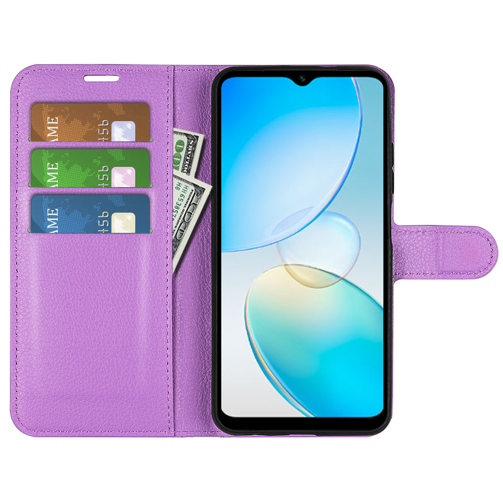 For Infinix Hot 12i 4G Flip Stand Phone Case Litchi Texture PU Leather Wallet Anti-Dust Phone Shell