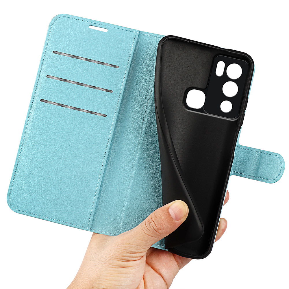 For Infinix Hot 12i 4G Flip Stand Phone Case Litchi Texture PU Leather Wallet Anti-Dust Phone Shell