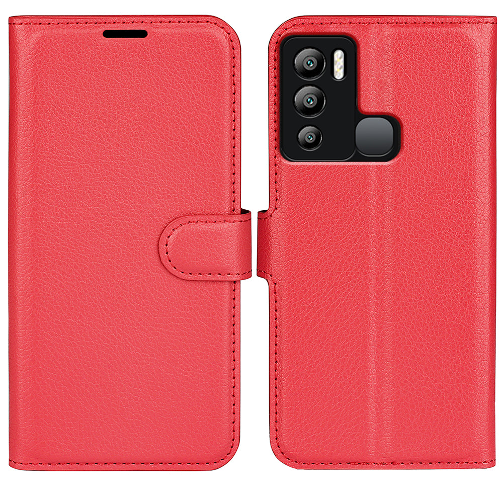For Infinix Hot 12i 4G Flip Stand Phone Case Litchi Texture PU Leather Wallet Anti-Dust Phone Shell