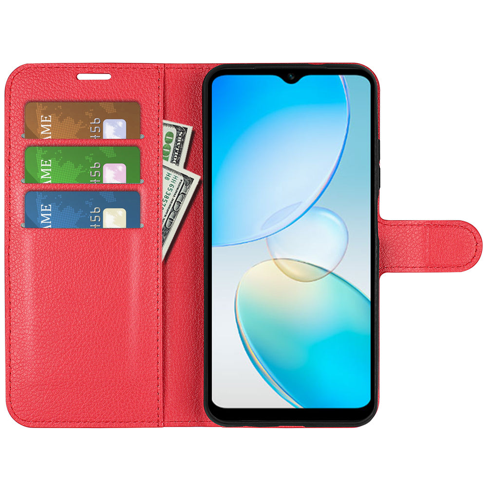 For Infinix Hot 12i 4G Flip Stand Phone Case Litchi Texture PU Leather Wallet Anti-Dust Phone Shell