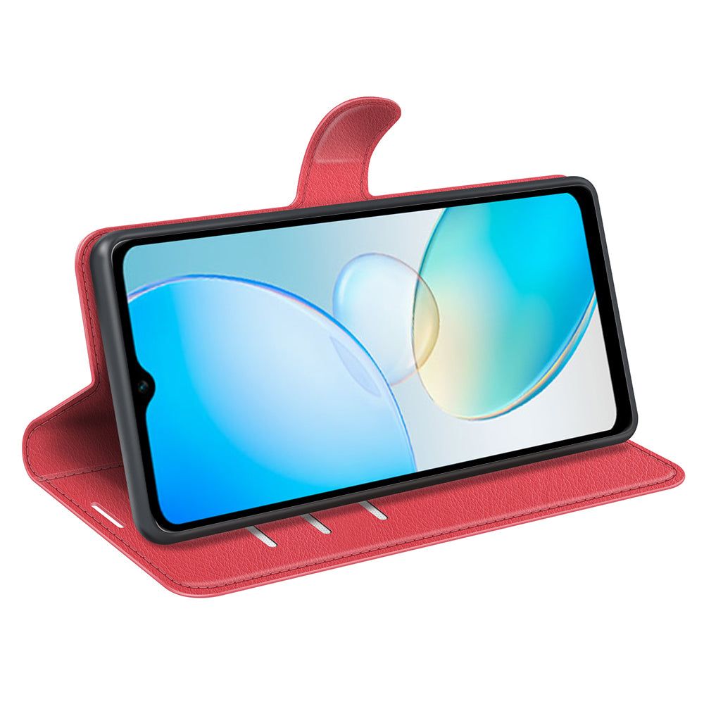 For Infinix Hot 12i 4G Flip Stand Phone Case Litchi Texture PU Leather Wallet Anti-Dust Phone Shell