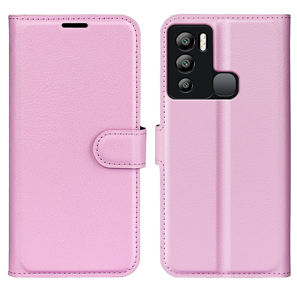For Infinix Hot 12i 4G Flip Stand Phone Case Litchi Texture PU Leather Wallet Anti-Dust Phone Shell