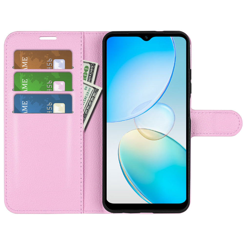 For Infinix Hot 12i 4G Flip Stand Phone Case Litchi Texture PU Leather Wallet Anti-Dust Phone Shell