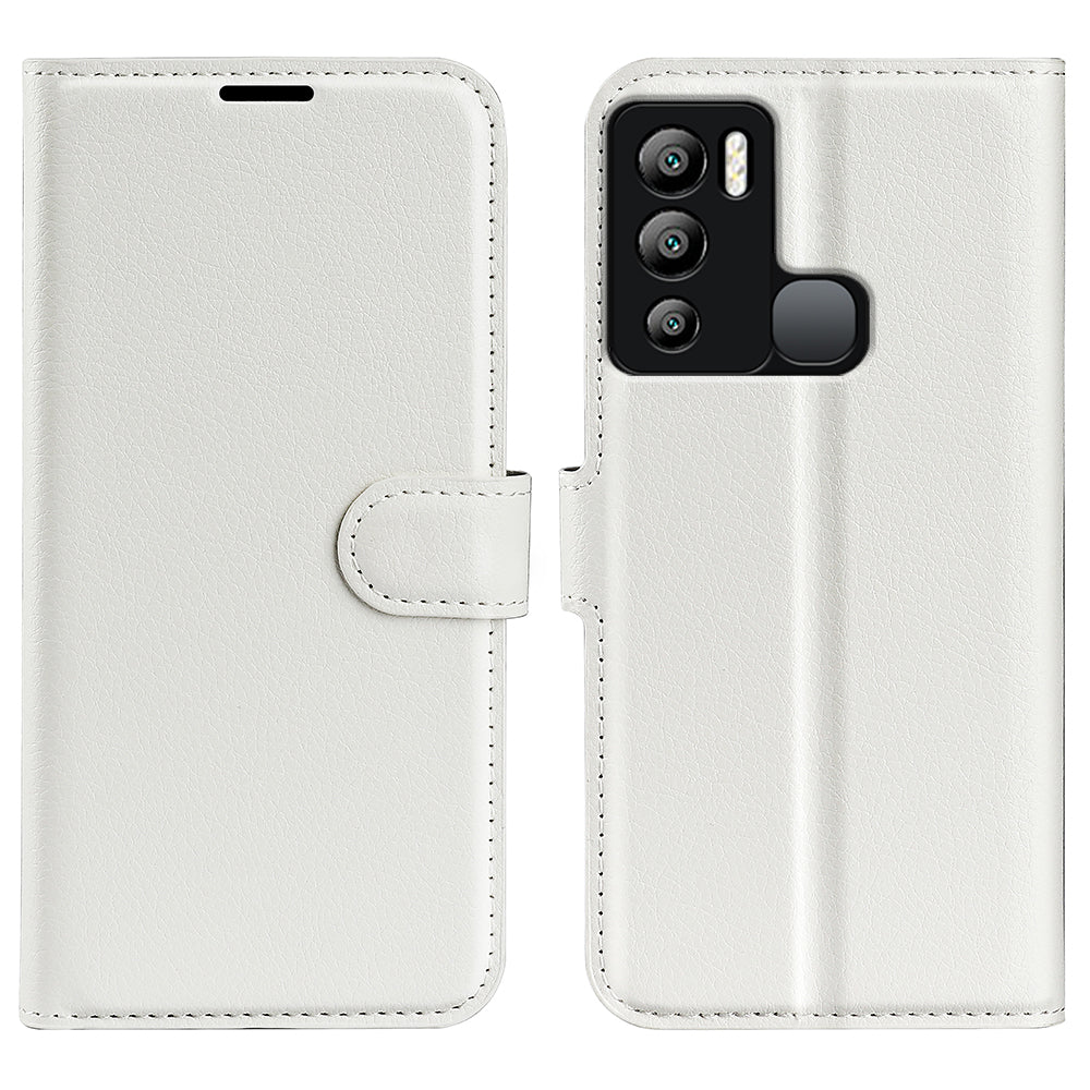 For Infinix Hot 12i 4G Flip Stand Phone Case Litchi Texture PU Leather Wallet Anti-Dust Phone Shell