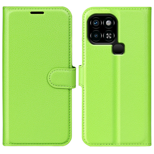 For Infinix Smart 6 Wallet Anti-drop Shell Litchi Texture PU Leather Flip Stand Phone Case Cover