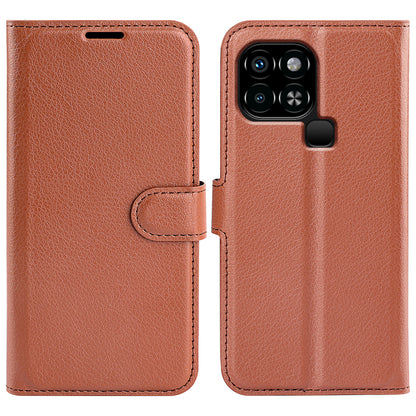 For Infinix Smart 6 Wallet Anti-drop Shell Litchi Texture PU Leather Flip Stand Phone Case Cover