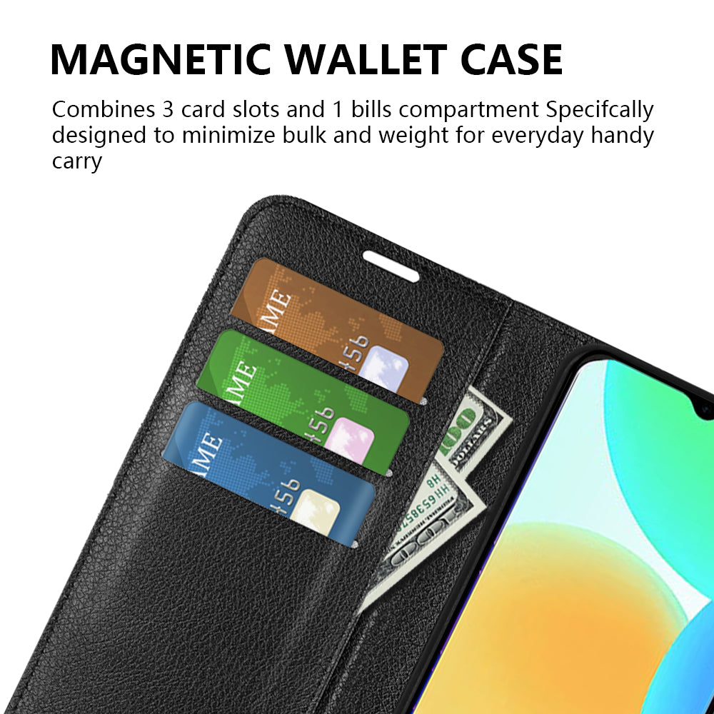 For Infinix Smart 6 Wallet Anti-drop Shell Litchi Texture PU Leather Flip Stand Phone Case Cover
