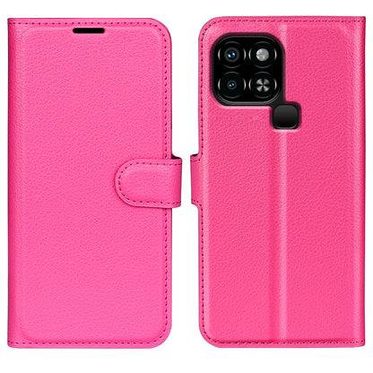 For Infinix Smart 6 Wallet Anti-drop Shell Litchi Texture PU Leather Flip Stand Phone Case Cover