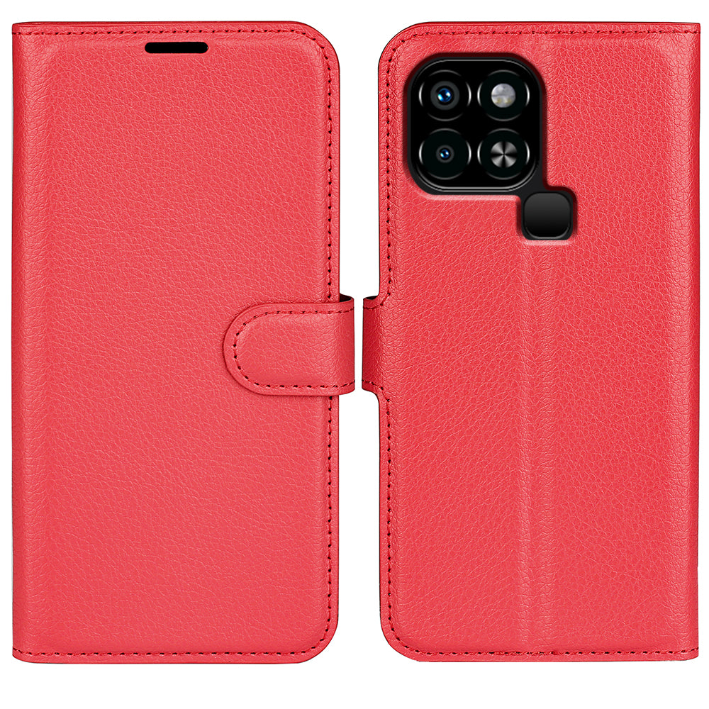 For Infinix Smart 6 Wallet Anti-drop Shell Litchi Texture PU Leather Flip Stand Phone Case Cover