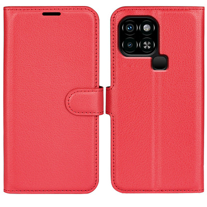 For Infinix Smart 6 Wallet Anti-drop Shell Litchi Texture PU Leather Flip Stand Phone Case Cover