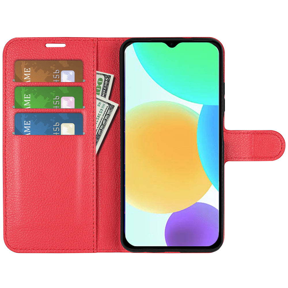 For Infinix Smart 6 Wallet Anti-drop Shell Litchi Texture PU Leather Flip Stand Phone Case Cover