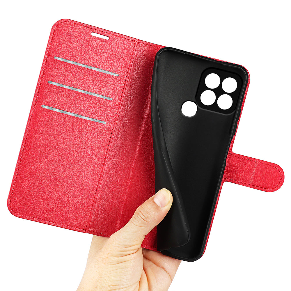 For Infinix Smart 6 Wallet Anti-drop Shell Litchi Texture PU Leather Flip Stand Phone Case Cover