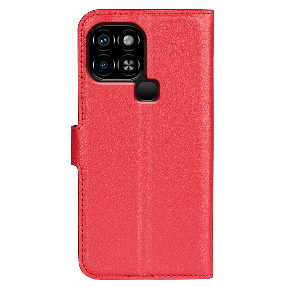 For Infinix Smart 6 Wallet Anti-drop Shell Litchi Texture PU Leather Flip Stand Phone Case Cover