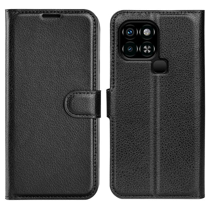 For Infinix Smart 6 Wallet Anti-drop Shell Litchi Texture PU Leather Flip Stand Phone Case Cover