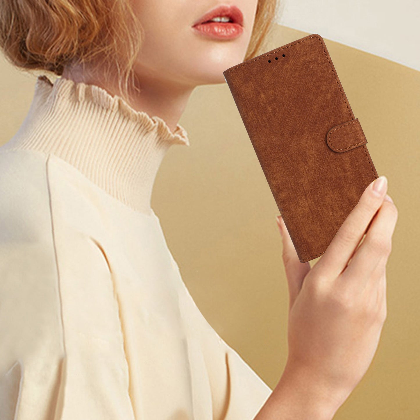 Leather Phone Case for Xiaomi Redmi Note 12 4G , Skin-touch Wallet Stand Cover