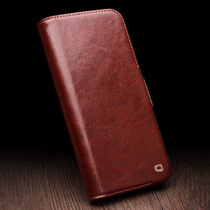 QIALINO For iPhone 14 Plus Genuine Cow Leather Case Stand Folio Wallet Phone Cover